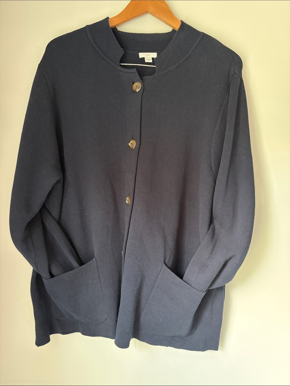 J. Jill Women's Navy Button-Front Knit Cardigan Sweater
